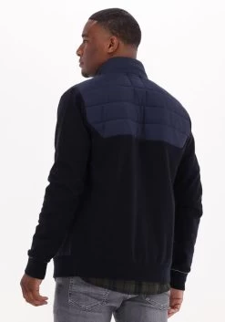 Blauwe Scotch & Soda Gewatteerde Jas Padded Jacket With Knitted Sleeve And Back Panel