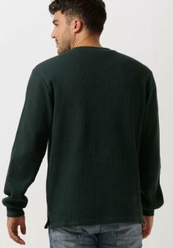 Donkergroene Colourful Rebel Sweater Uni Waffle Slit Sweat