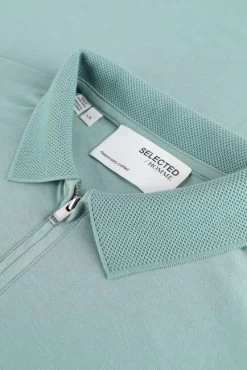 Groene Selected Homme Polo Slhfave Zip Ss Polo B -Family Verkoop 225087 6