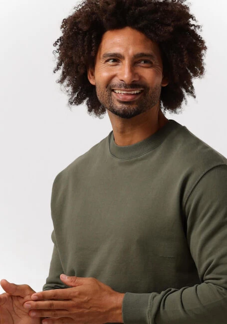 Olijf Purewhite Trui Organic Fabric Crewneck With Triangle Self Fabric Patch On Back 4 Olijf Purewhite Trui Organic Fabric Crewneck With Triangle Self Fabric Patch On Back - Afbeelding 2