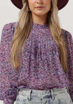 Paarse Scotch & Soda Blouse Pintuck Blouse With Ruffle Collar -Family Verkoop 235821 3