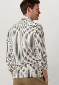 Lichtblauwe Cast Iron Casual Overhemd Long Sleeve Shirt Jersey Stripe With Structure