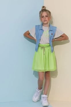 Blauwe Nono Gilet Donka Sleeveless Denim Button Up Vest