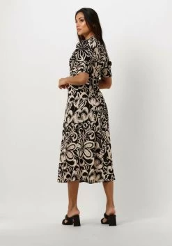 Zwarte Vanilia Midi Jurk Floral Happy Long